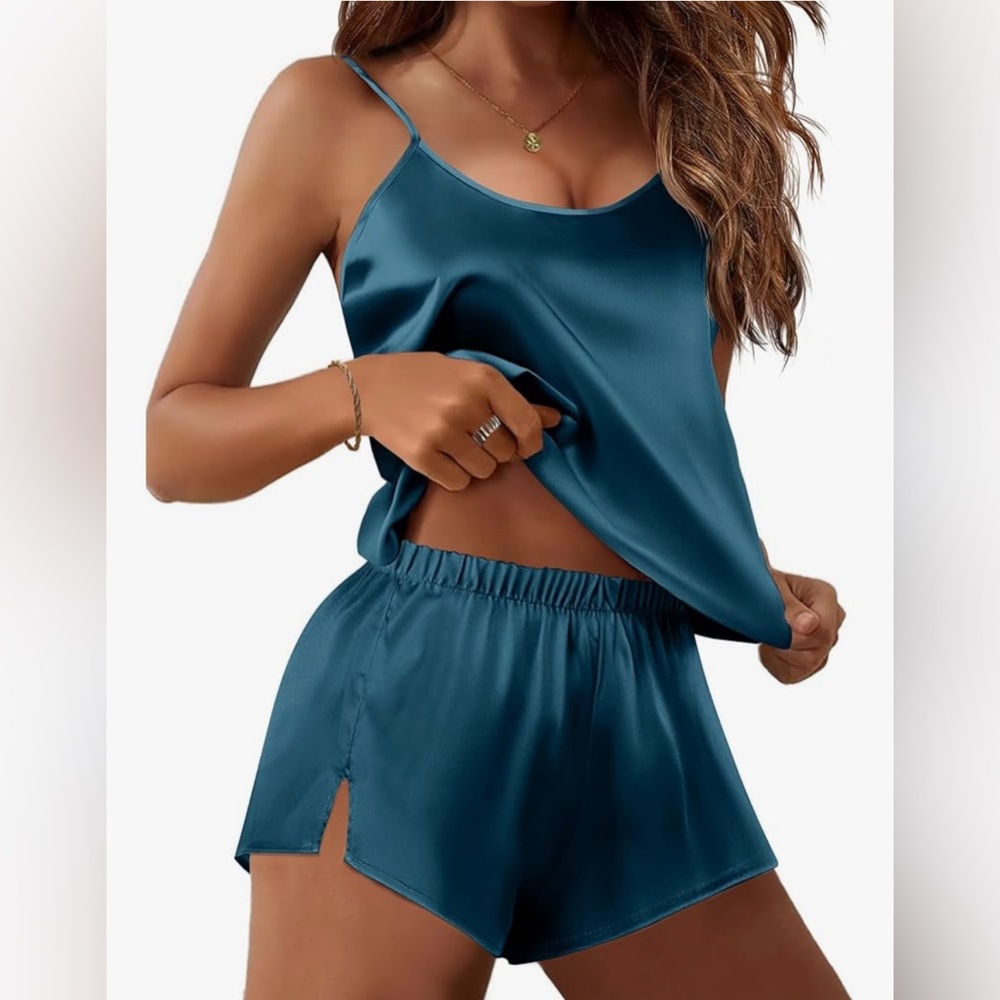 Teal Satin Sleepwear Set